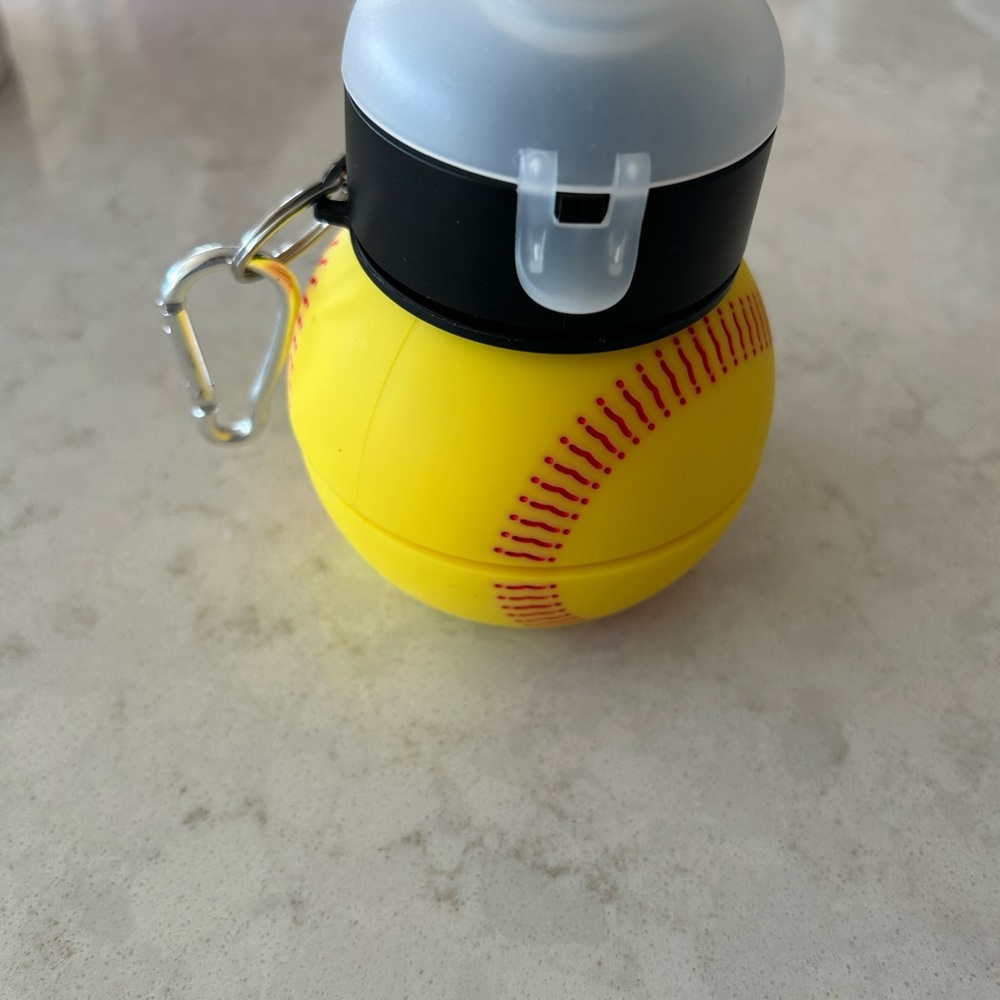 Yellow Softball Keychain with Clip